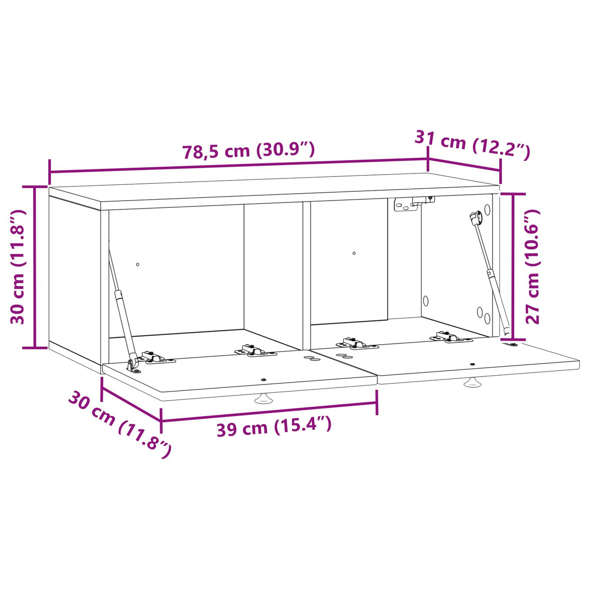 Nástěnná Tv Skříň Bílá 78,5 X 31 X 30 Cm Kompozitní Dřevo