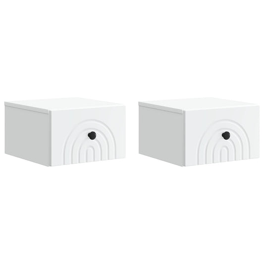 Nástěnný Noční Stolek Se Zásuvkou 2 Pcs Bílá 33 X 34,5 X 20 Cm