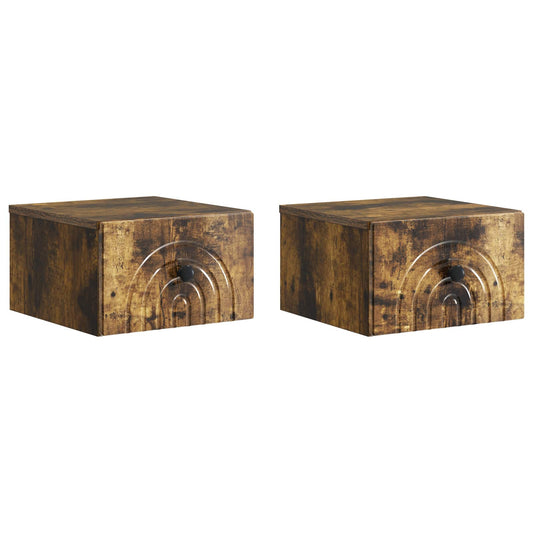 Nástěnný Noční Stolek 2 Pcs Kouřový Dub 33 X 34,5 X 20 Cm
