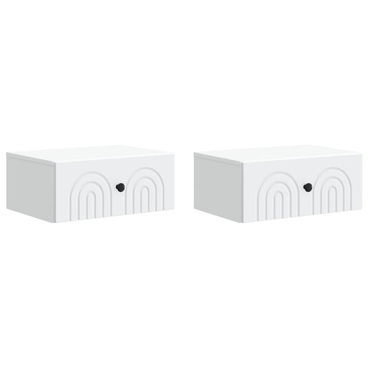 Nástěnný Noční Stolek Se Zásuvkou 2 Pcs Bílá 49 X 34,5 X 20 Cm