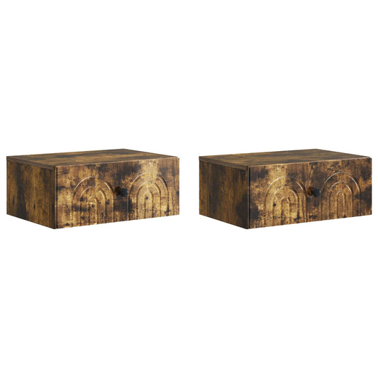 Nástěnný Noční Stolek 2 Pcs Kouřový Dub 49 X 34,5 X 20 Cm