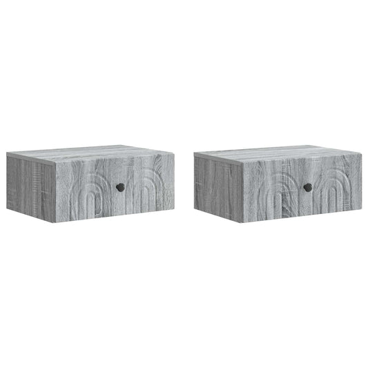 Nástěnný Noční Stolek 2 Pcs Šedá Sonoma 49 X 34,5 X 20 Cm