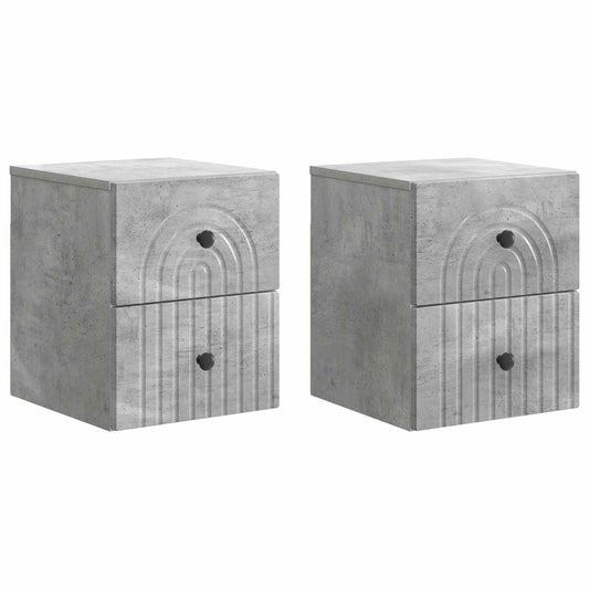 Nástěnný Noční Stolek 2 Pcs Betonově Šedá 33 X 34,5 X 40 Cm