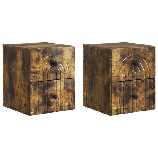 Nástěnný Noční Stolek 2 Pcs Kouřový Dub 33 X 34,5 X 40 Cm