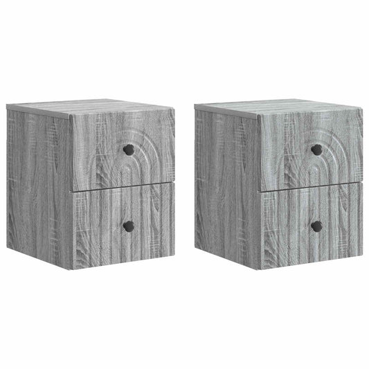 Nástěnný Noční Stolek 2 Pcs Šedá Sonoma 33 X 34,5 X 40 Cm
