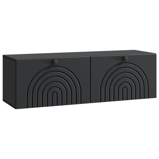 Nástěnná Tv Skříň Černá 98 X 31 X 30 Cm Kompozitní Dřevo