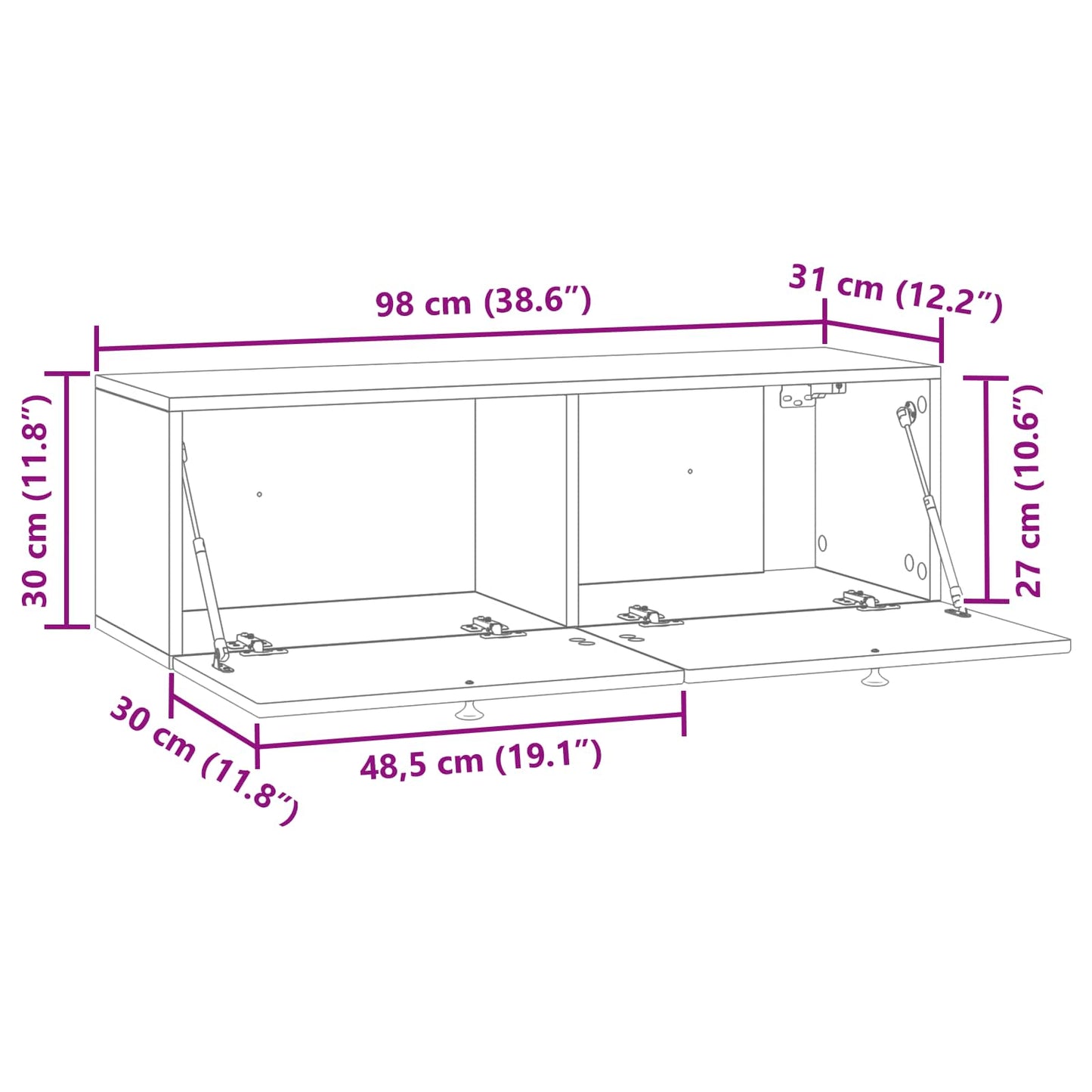 Nástěnná Tv Skříň 98 X 31 X 30 Cm Dub Artisan Kompozitní Dřevo