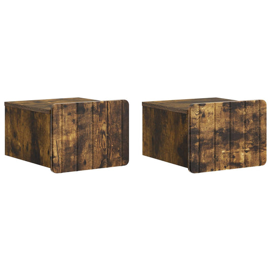Nástěnný Noční Stolek 2 Pcs Kouřový Dub 33 X 34,5 X 24 Cm