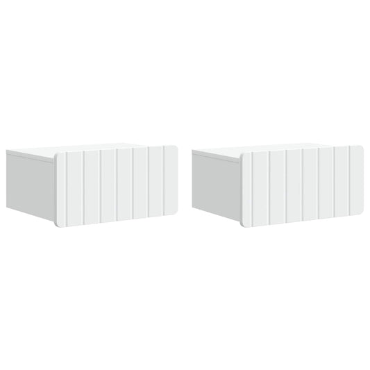 Nástěnný Noční Stolek Se Zásuvkou 2 Pcs Bílá 49 X 34,5 X 24 Cm