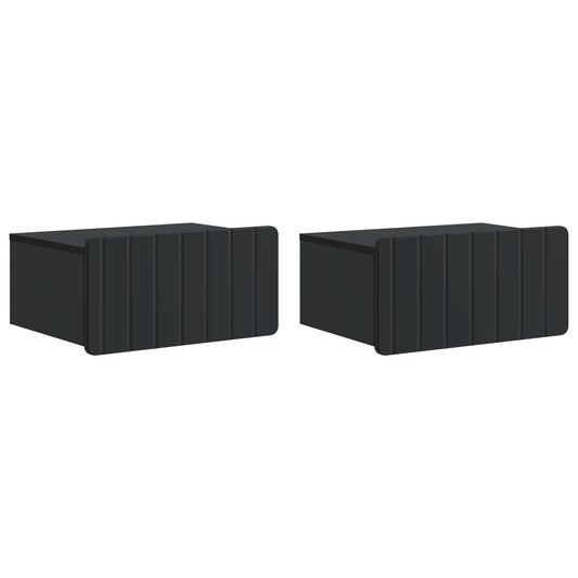 Nástěnný Noční Stolek Se Zásuvkou 2 Pcs Černá 49 X 34,5 X 24 Cm