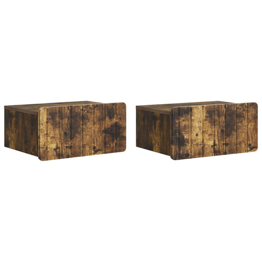 Nástěnný Noční Stolek 2 Pcs Kouřový Dub 49 X 34,5 X 24 Cm