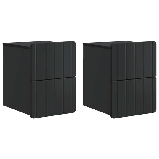 Nástěnný Noční Stolek Se Zásuvkou 2 Pcs Černá 33 X 34,5 X 43 Cm