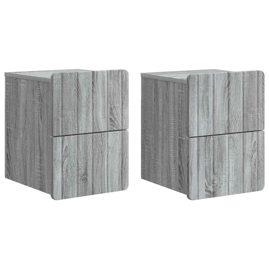 Nástěnný Noční Stolek 2 Pcs Šedá Sonoma 33 X 34,5 X 43 Cm