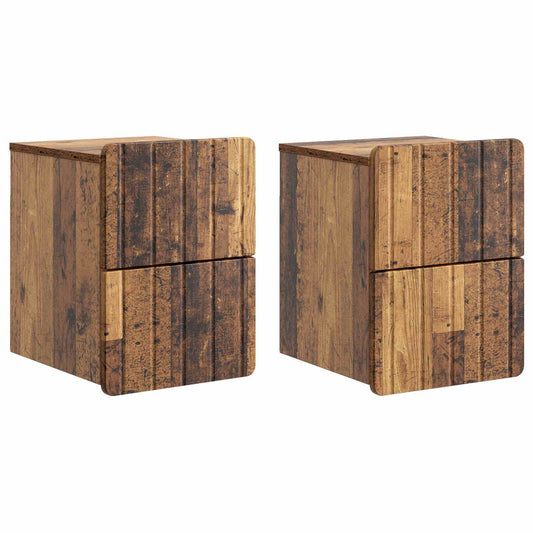 Nástěnný Noční Stolek 2 Pcs Staré Dřevo 33 X 34,5 X 43 Cm