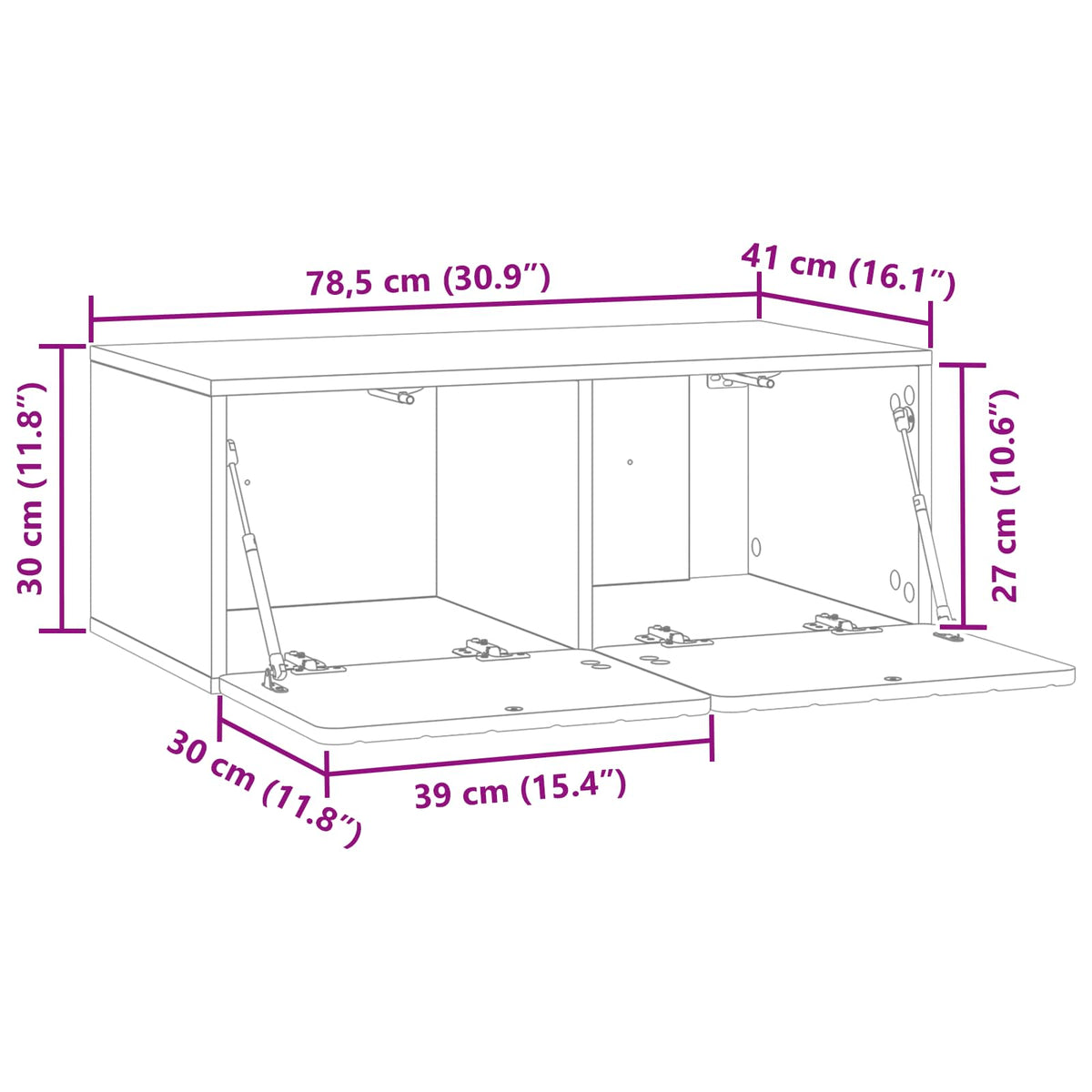 Nástěnná Tv Skříň 78,5 X 41 X 30 Cm Černá Kompozitní Dřevo