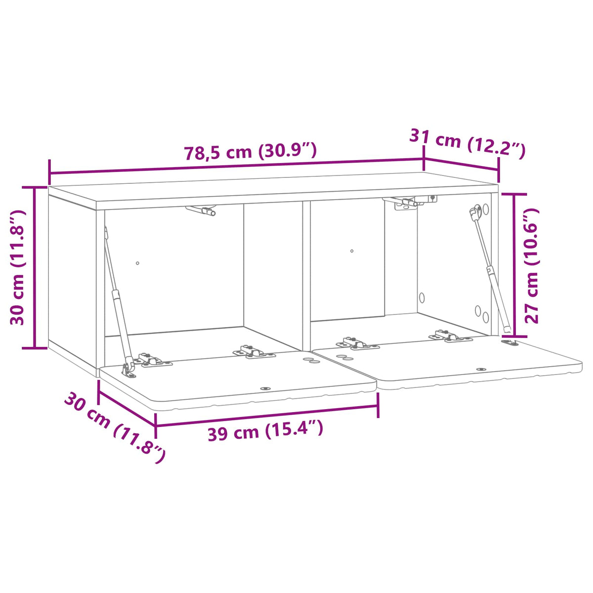 Nástěnná Tv Skříň 78,5 X 31 X 30 Cm Bílá Kompozitní Dřevo
