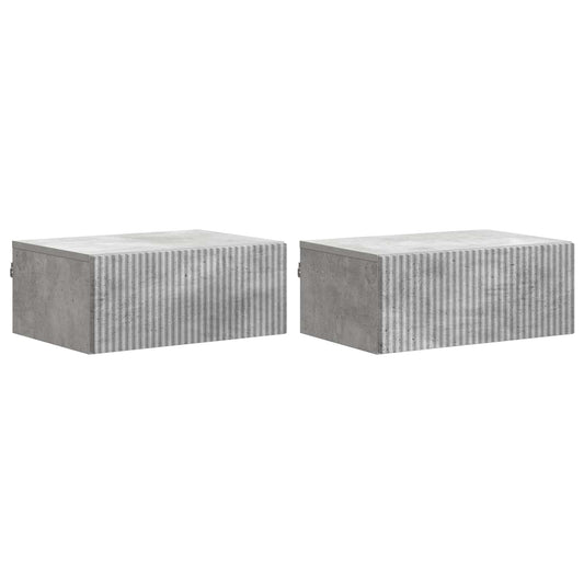 Nástěnný Noční Stolek 2 Pcs Betonově Šedá 49 X 34,5 X 20 Cm