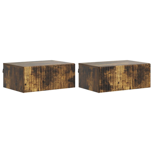 Nástěnný Noční Stolek 2 Pcs Kouřový Dub 49 X 34,5 X 20 Cm
