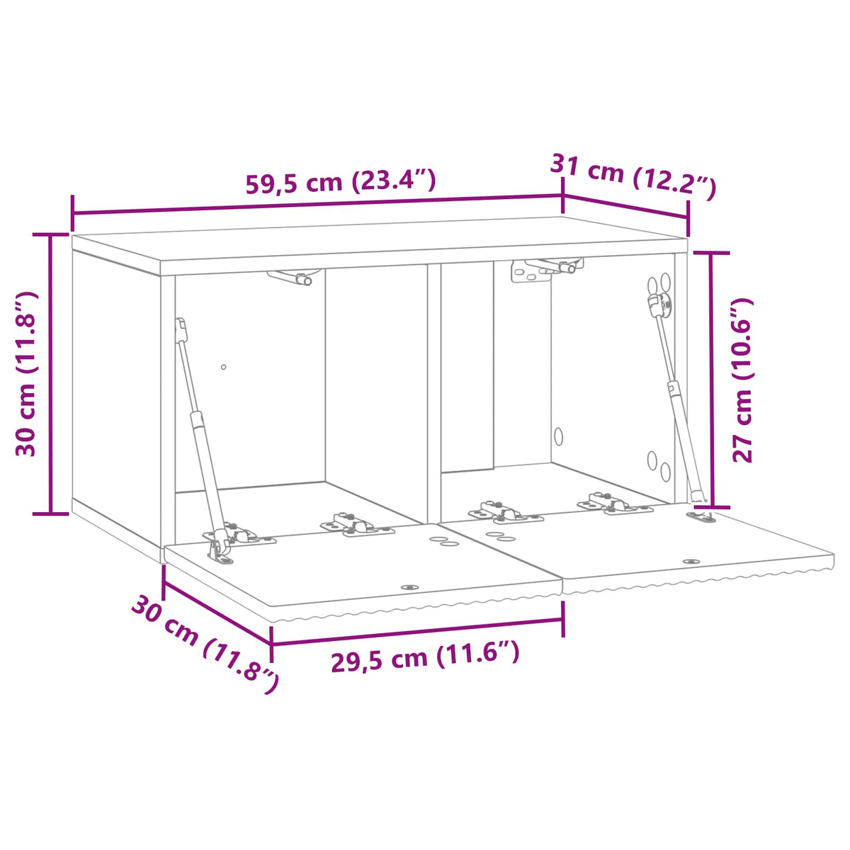Nástěnná Tv Skříň Bílá 59,5 X 31 X 30 Cm Kompozitní Dřevo