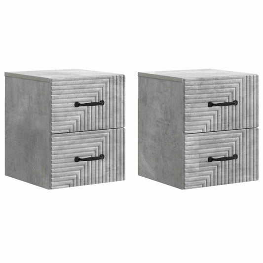Nástěnný Noční Stolek 2 Pcs Betonově Šedá 34,5 X 33 X 40 Cm