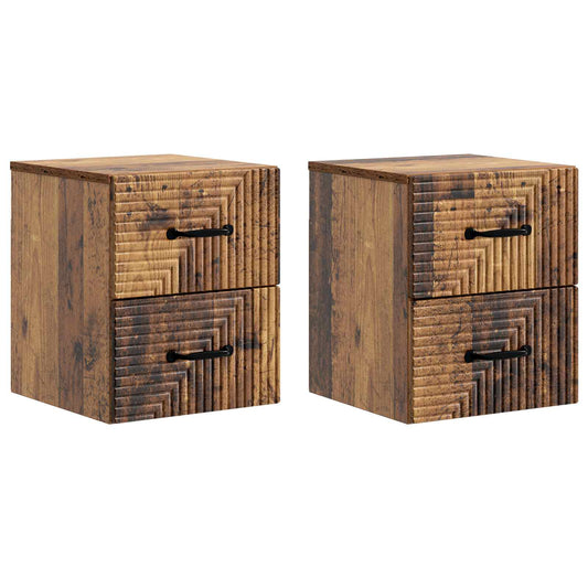 Nástěnný Noční Stolek 2 Pcs Staré Dřevo 34,5 X 33 X 40 Cm