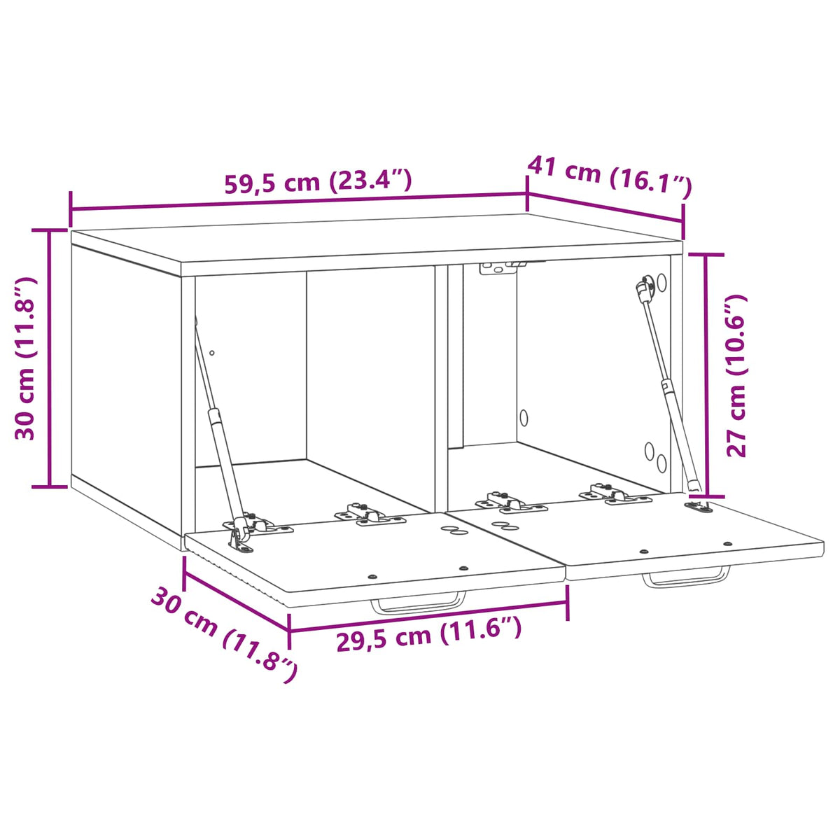 Nástěnná Tv Skříň Bílá 59,5 X 41 X 30 Cm Kompozitní Dřevo