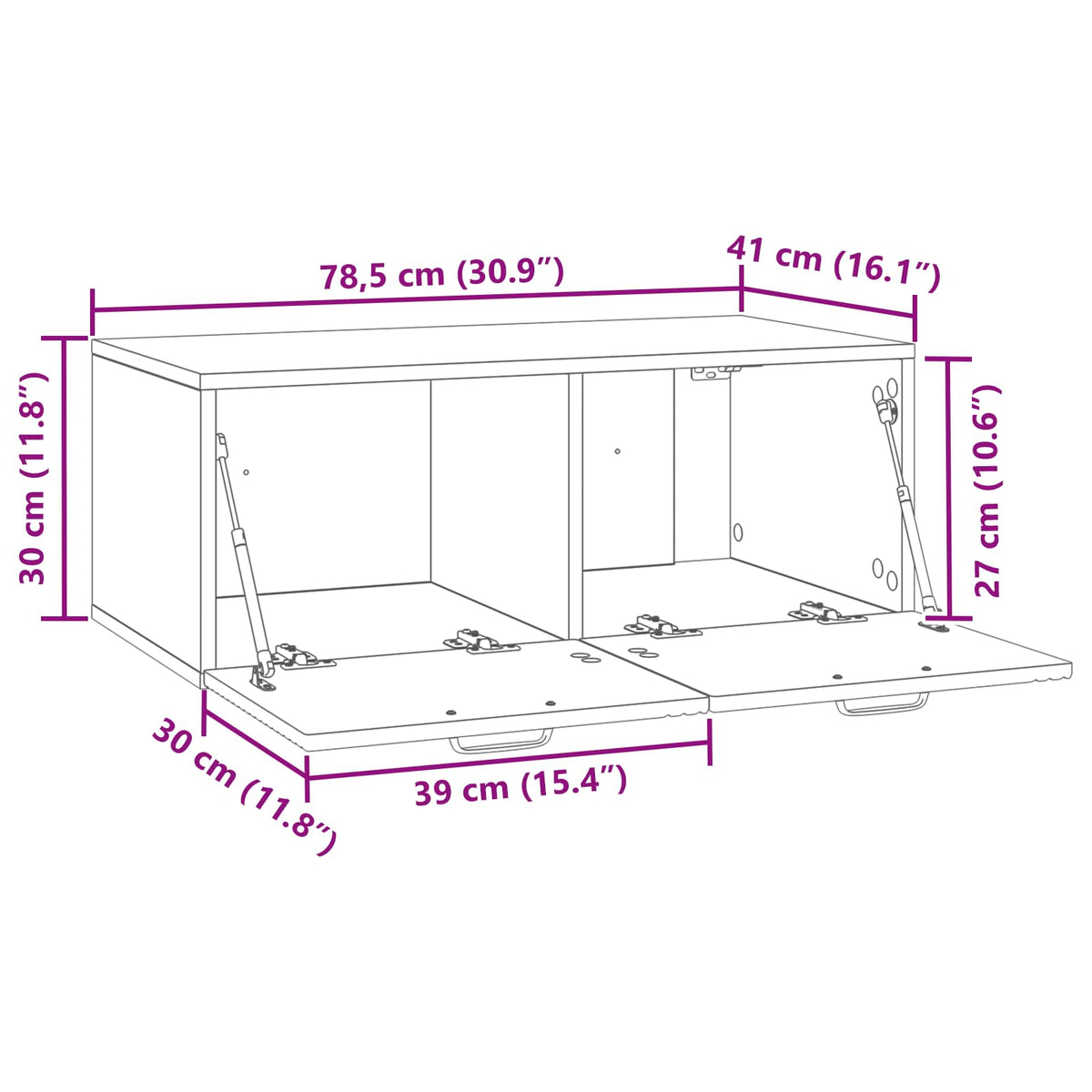 Nástěnná Tv Skříň Bílá 78,5 X 41 X 30 Cm Kompozitní Dřevo