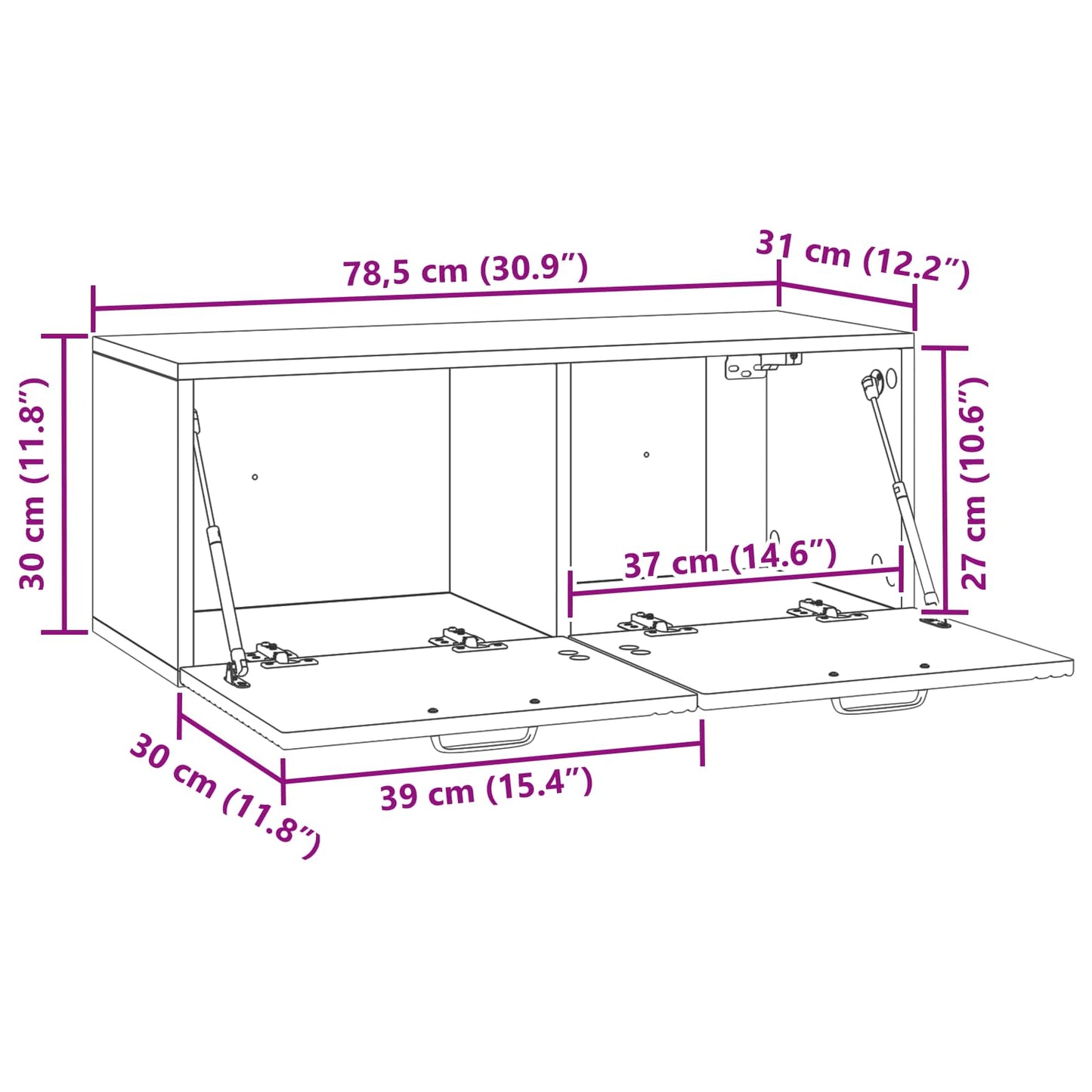 Nástěnná Tv Skříň Černá 78,5 X 31 X 30 Cm Kompozitní Dřevo