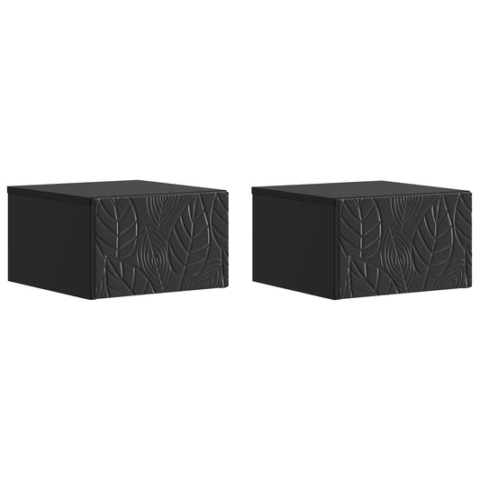 Nástěnný Noční Stolek 2 Pcs Černá 49 X 34,5 X 20 Cm