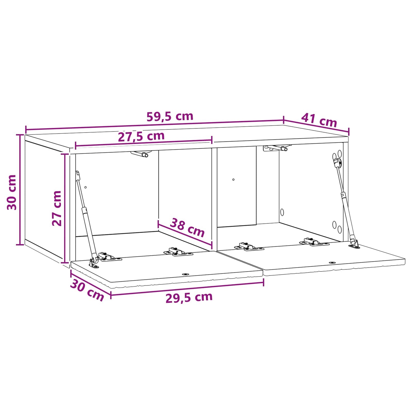 Nástěnná Tv Skříň 59,5 X 41 X 30 Cm Betonově Šedá
