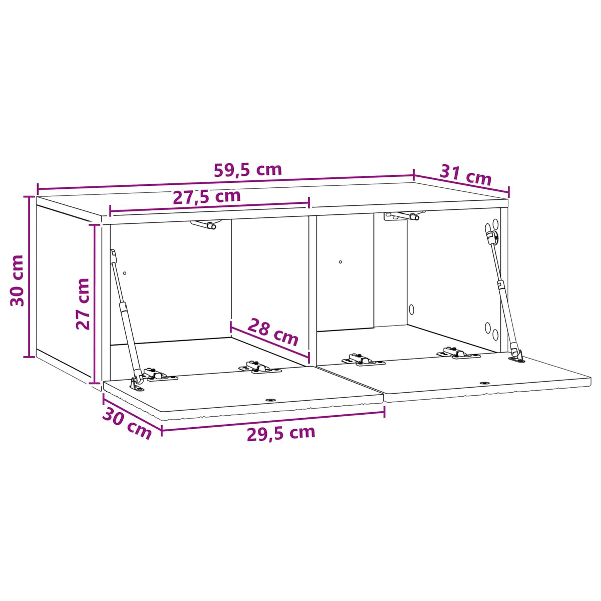 Nástěnná Tv Skříň 59,5 X 31 Cm Staré Dřevo Kompozitní Dřevo
