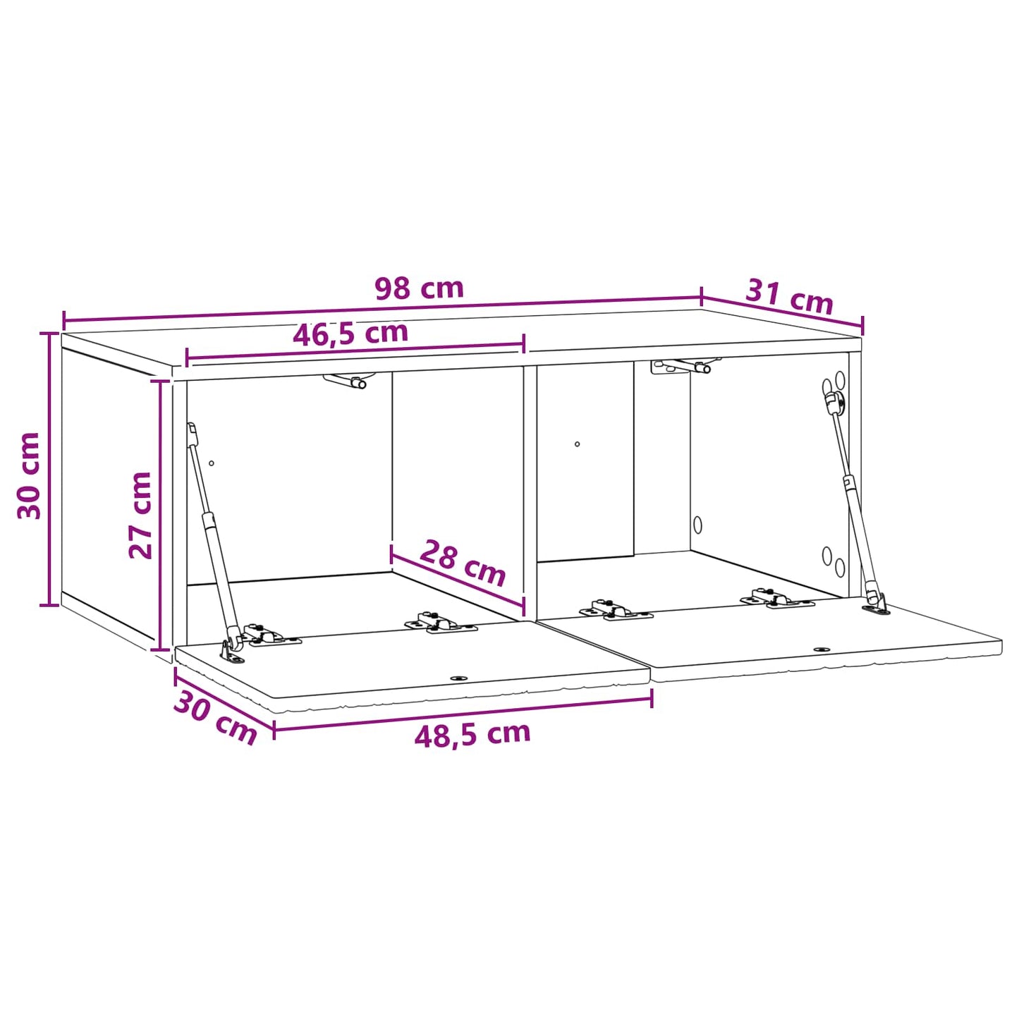 Nástěnná Tv Skříň 98 X 31 Cm Betonově Šedá Kompozitní Dřevo