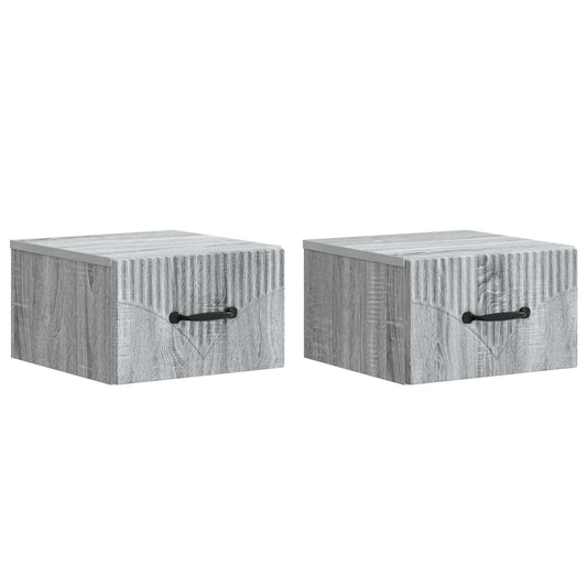 Nástěnný Noční Stolek 2 Pcs Šedá Sonoma 34,5 X 33 X 20 Cm