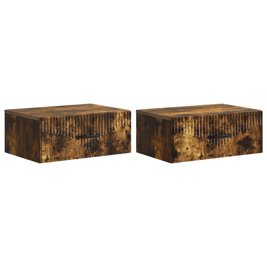 Nástěnný Noční Stolek 2 Pcs Kouřový Dub 49 X 34,5 X 20 Cm