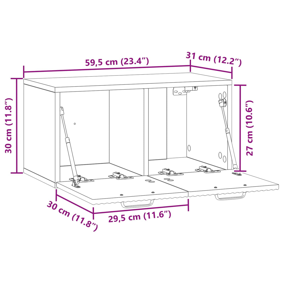 Nástěnná Tv Skříň Bílá 59,5 X 31 X 30 Cm Kompozitní Dřevo