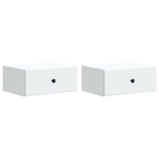 Nástěnný Noční Stolek Se Zásuvkou 2 Pcs Bílá 49 X 34,5 X 20 Cm