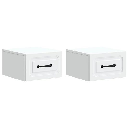 Nástěnný Noční Stolek Se Zásuvkou 2 Pcs Bílá 34,5 X 33 X 20 Cm