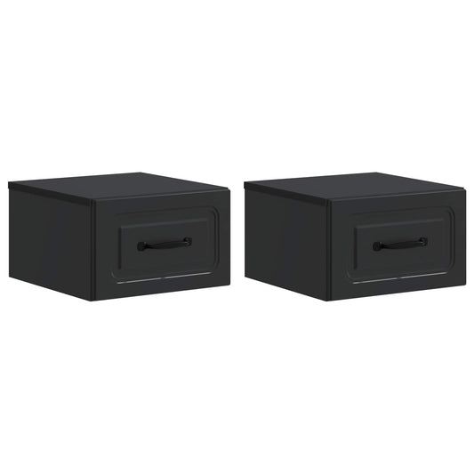 Nástěnný Noční Stolek Se Zásuvkou 2 Pcs Černá 34,5 X 33 X 20 Cm