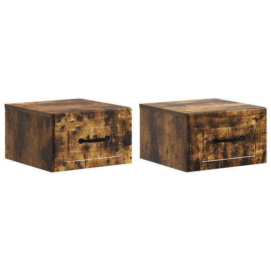 Nástěnný Noční Stolek 2 Pcs Kouřový Dub 34,5 X 33 X 20 Cm