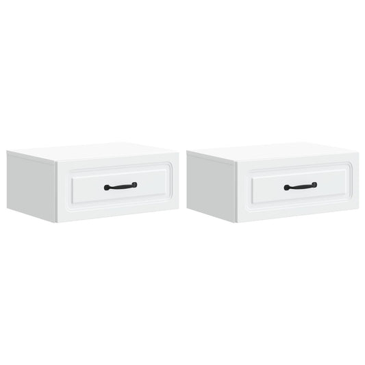 Nástěnný Noční Stolek Se Zásuvkou 2 Pcs Bílá 49 X 34,5 X 20 Cm