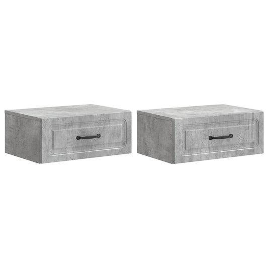 Nástěnný Noční Stolek 2 Pcs Betonově Šedá 49 X 34,5 X 20 Cm