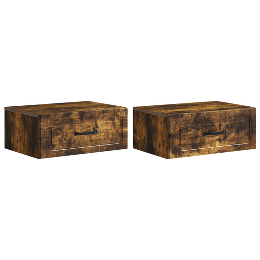 Nástěnný Noční Stolek 2 Pcs Kouřový Dub 49 X 34,5 X 20 Cm