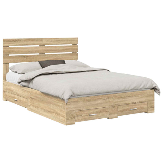 Rám Postele S Čelo Sonoma Dub 140 X 190 Cm Kompozitní Dřevo