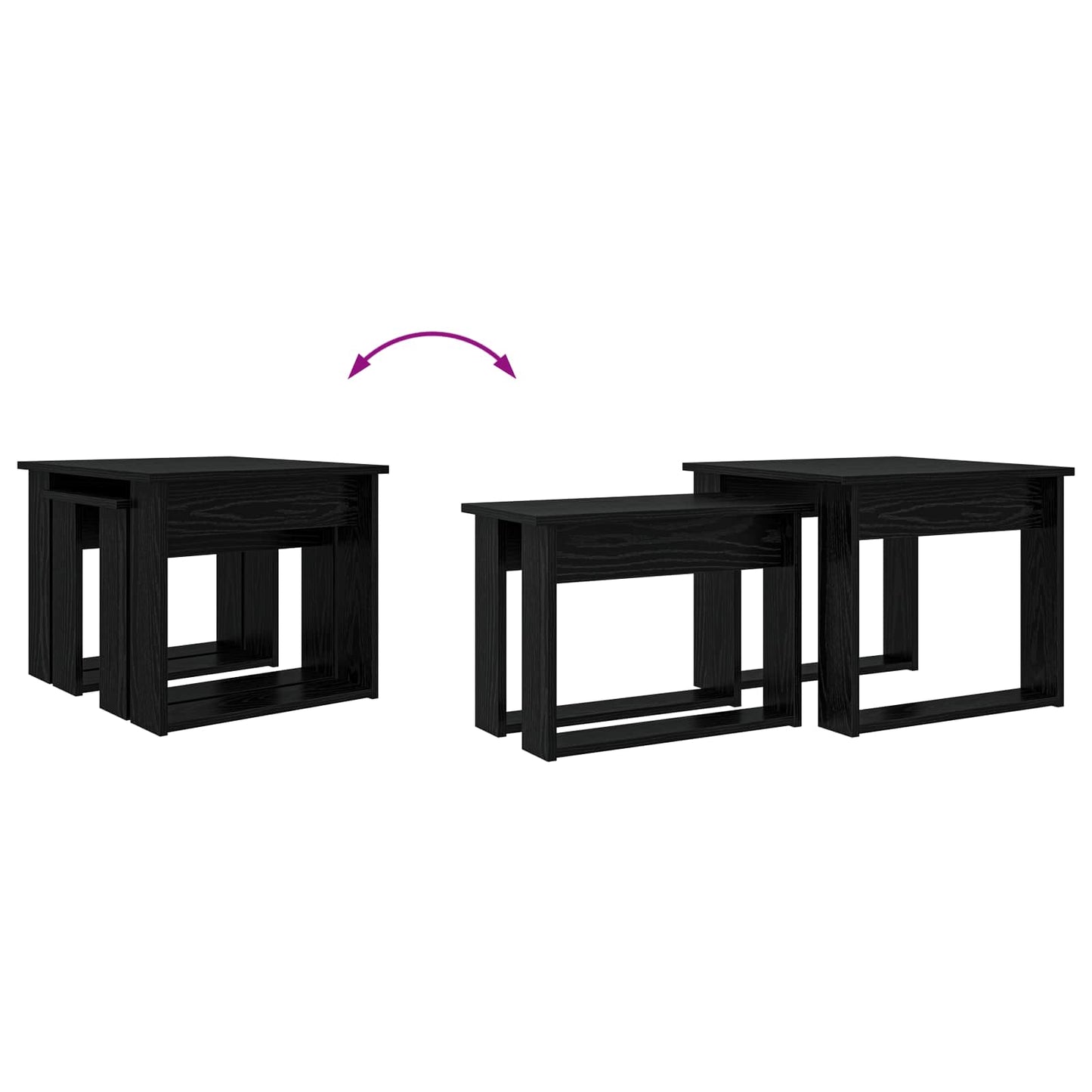 Sada Konferenčních Stolků 2 Pcs Černý Dub 50 X 52 X 42 Cm