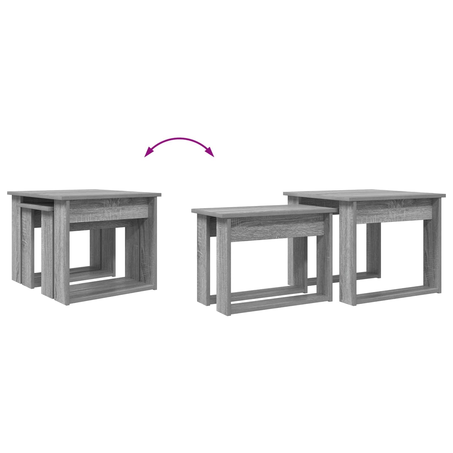 Sada Konferenčních Stolků 2 Pcs Šedá Sonoma 50 X 52 X 42 Cm