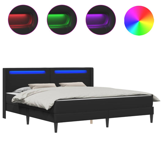 Rám Postele S Matrací S Led Pásky Černý 180 X 200 Cm Umělá Kůže