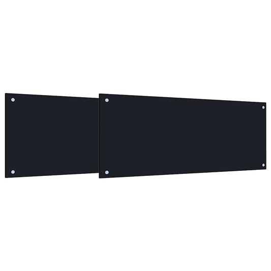 Kuchyňský Obklad 2 Ks Černá 100 X 40 Cm Tvrzené Sklo
