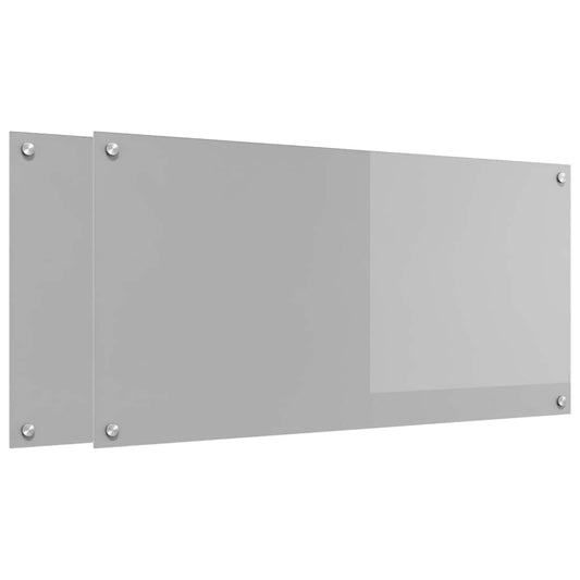 Kuchyňský Obklad 2 Ks Světle Šedá 100 X 50 Cm Tvrzené Sklo