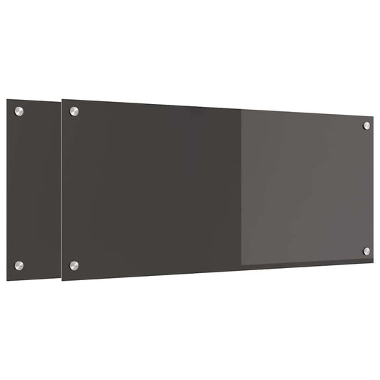 Kuchyňský Obklad 2 Ks Tmavě Šedá 90 X 40 Cm Tvrzené Sklo