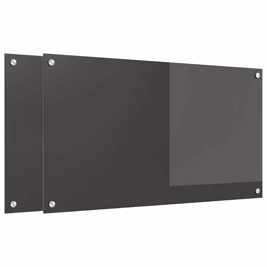 Kuchyňský Obklad 2 Ks Tmavě Šedá 90 X 50 Cm Tvrzené Sklo